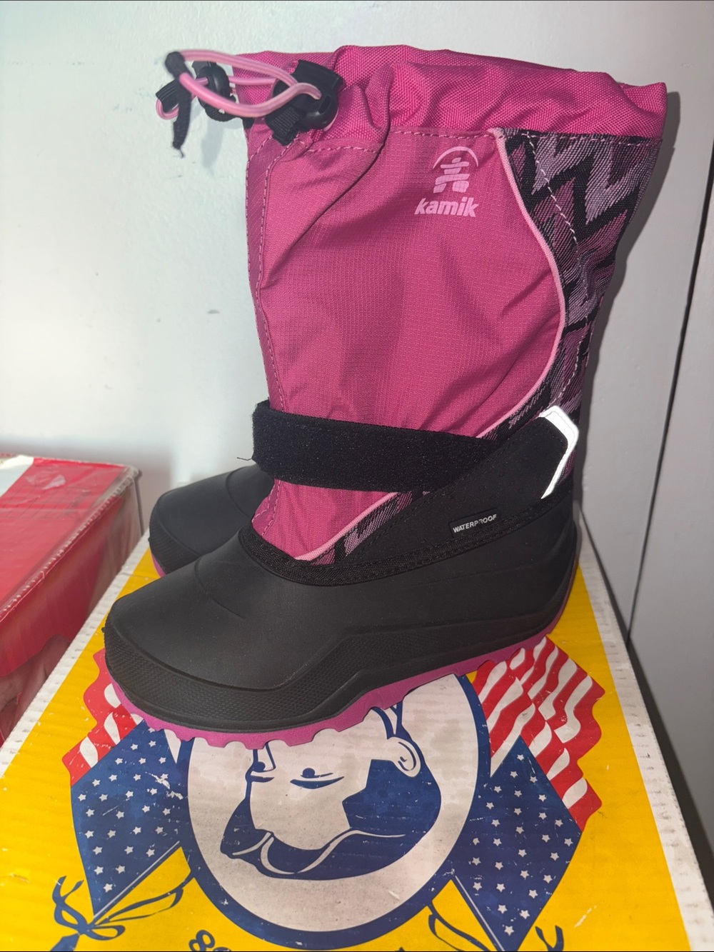 Kamik Hot Pink and Black Waterproof Snow Boots size 3
